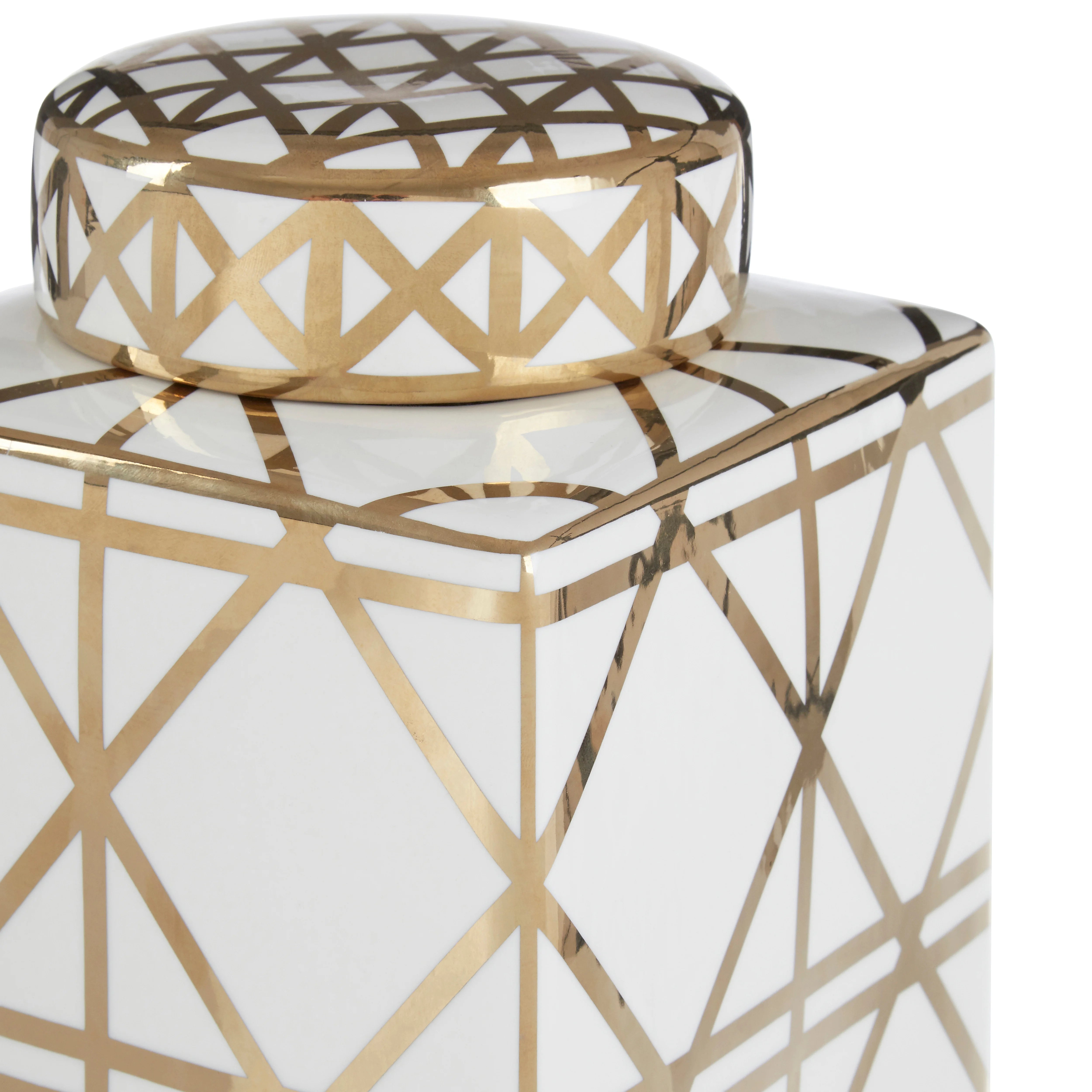 Merola White & Gold Ceramic Jar | Small